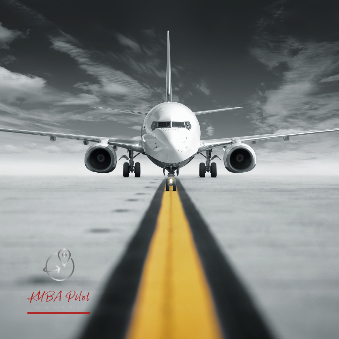 plane on approach mit KUBA Pilot Logo